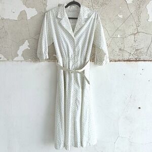 Vtg 70s Shirt Dress Ditsy Floral Midi Belted USA Made Women 10 Retro Cottagecore